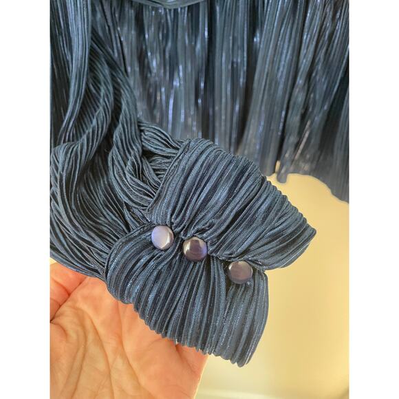 Sabina Musáyev Metallic Pleated Blue Party Top - Picture 6 of 7